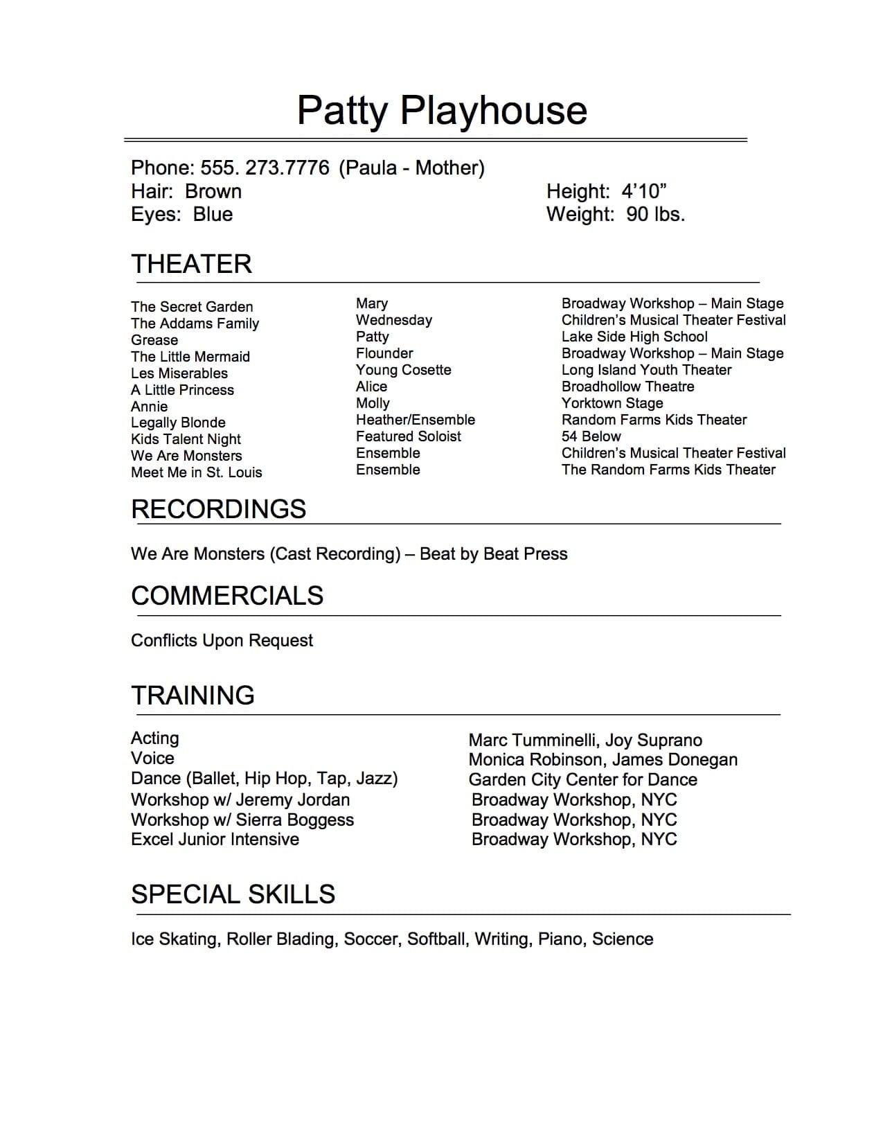 The Art Of The Perfect Theatrical Resume Broadway Workshop